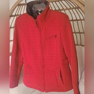Gallery Quilted Fall Women's Jacket Pockets Zip Lined Red & Brown Size L